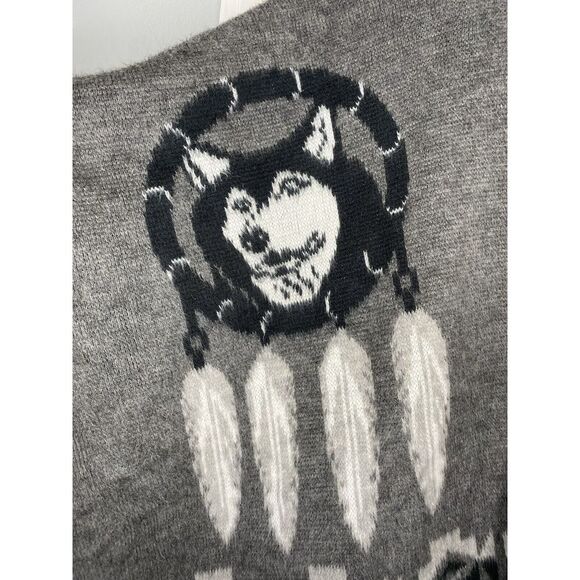 Sisandina 100%‎ Wool Handmade Poncho Sweater Grey Wolves One Size - Picture 2 of 7